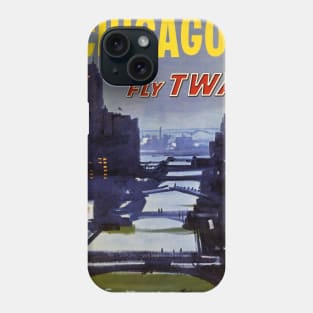 Vintage Travel Poster Chicago Fly TWA Phone Case