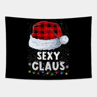 Sexy Claus Red Plaid Christmas Santa Family Matching Pajama Tapestry