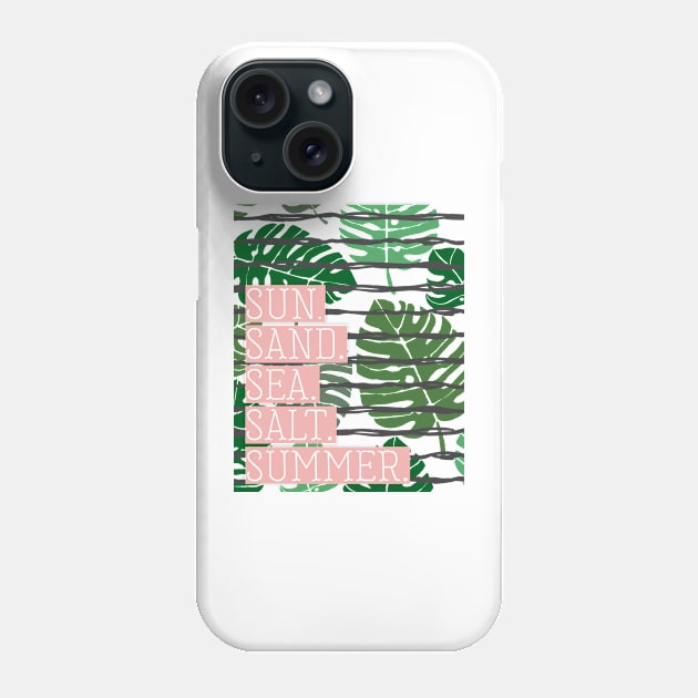 Sun Sand Sea Salt Summer Palm Print Phone Case by Lovelier By Mal