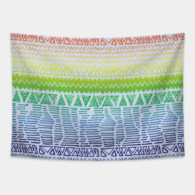 Rainbow Pride Hand Drawn Scribble Shapes Pattern Tapestry by goodwordsco