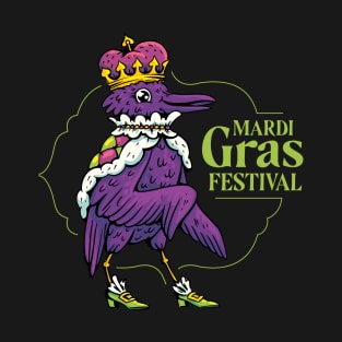 Mardi Gras Festival Crown Raven Crow Mardi Grass T-Shirt