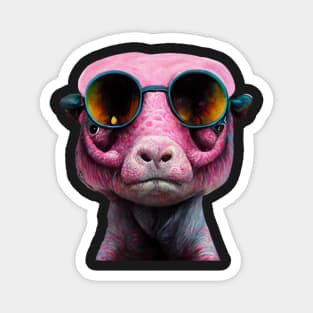 creature,photorealistic scary pig with pierced nose and sunglasses 8k Magnet