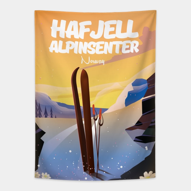 Hafjell Alpinsenter Norway Ski poster Tapestry by nickemporium1