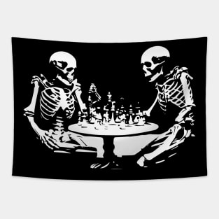 skeletons play chess Tapestry