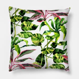 Watercolor tropical leaves and plants Pillow