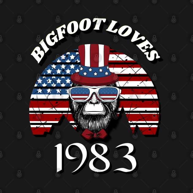 Bigfoot loves America and People born in 1983 by Scovel Design Shop