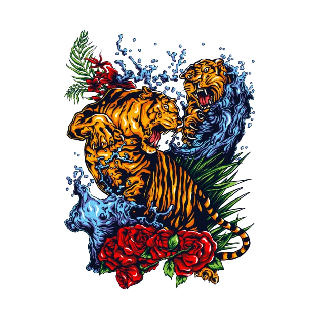 Tigers Fight by Artwork Simpson