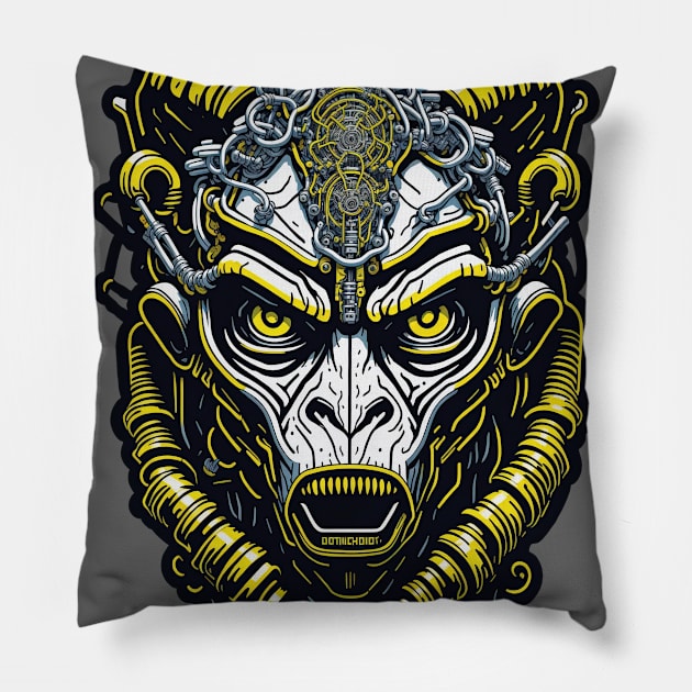 Techno Apes S03 D76 Pillow by Houerd