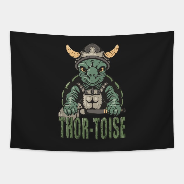 Thor-Toise Viking Turtle Lover Nordic Tapestry by Foxxy Merch