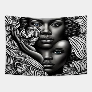 Black & White Abstract African American Women Tapestry