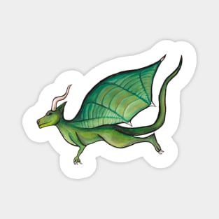 Green Dragon Flying in Pink Sky Magnet