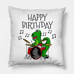 T-Rex Dinosaur Drums Happy Birthday Drummer Musician Pillow