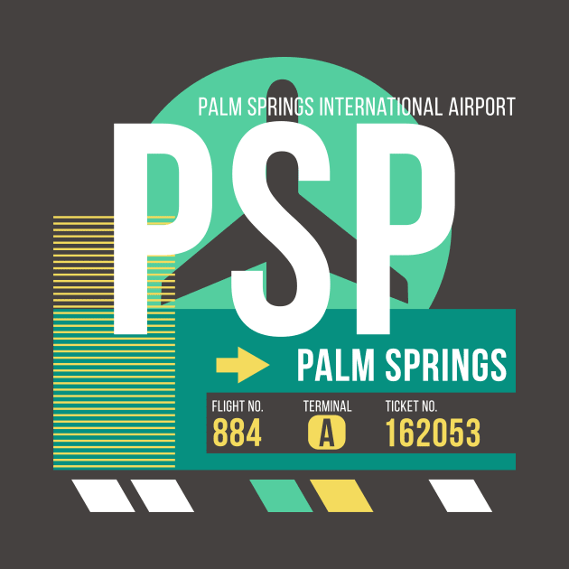 Palm Springs (PSP) Airport // Retro Sunset Baggage Tag by Now Boarding