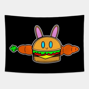 Cute Kawaii Bunny Rabbit Carrot Cheeseburger Tapestry