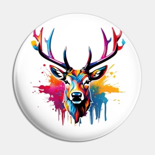 Stag Head Dripping Rainbow Graffiti Pin