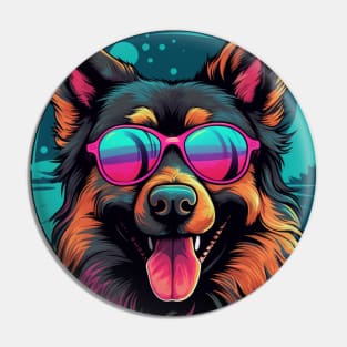 Retro Wave Shepherd Dog Pin