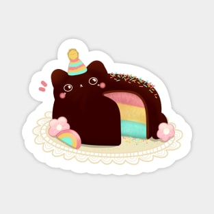 Rainbow Cat Celebration Chocolate Cake Magnet