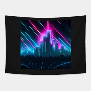 Cyberpunk city at night Tapestry