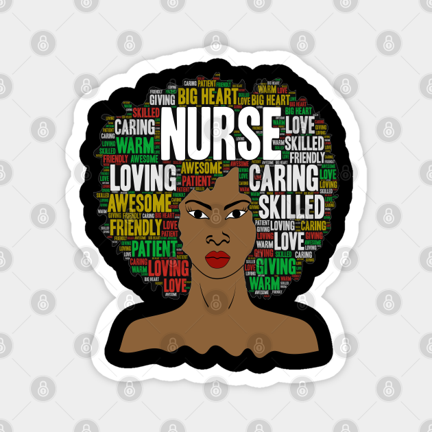 African American Black Nurse Clipart Black Nurse Afro Word Art African American Nurse Magnet Teepublic Au teepublic