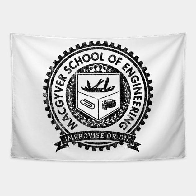 WHITE ART - MacGyver School of Engineering Tapestry by TattoVINTAGE