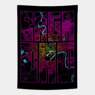 Baghdad, Iraq City Map Typography - Neon Tapestry