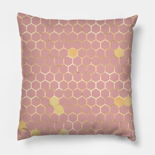 Honey Bee Neck Gator Pink and Honeycomb Gold Bee Pattern Pillow