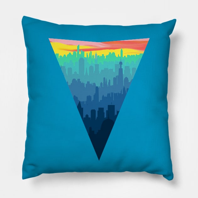 The Sunset Cities Pillow by Goldquills