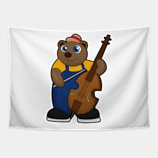 Bear as Musician with Guitar Tapestry