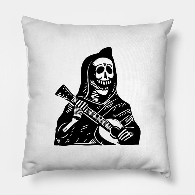 Day of the dead - Skeleton playing guitar Pillow by Witch of the North Shop