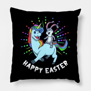 Easter bunny riding unicorn - Happy Easter Pillow