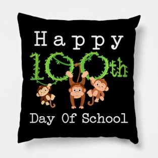 Happy 100 Days Of School Monkey 100Th Day School Teachers Pillow