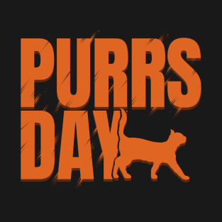 Orange Lettering On Purrsday T-Shirt