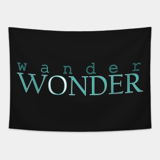 Wander Wonder Teal Word Art Tapestry