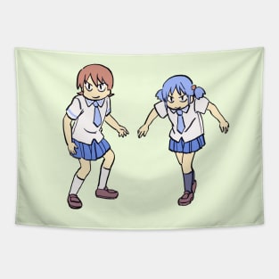 I draw that scene of tough looking yuuko and mio / funny nichijou meme Tapestry