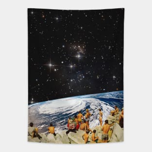 Earth view collage art Tapestry