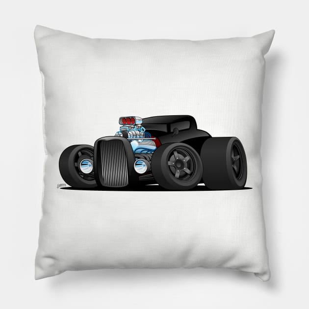 Custom Black Hot Rod Coupe Pillow by hobrath