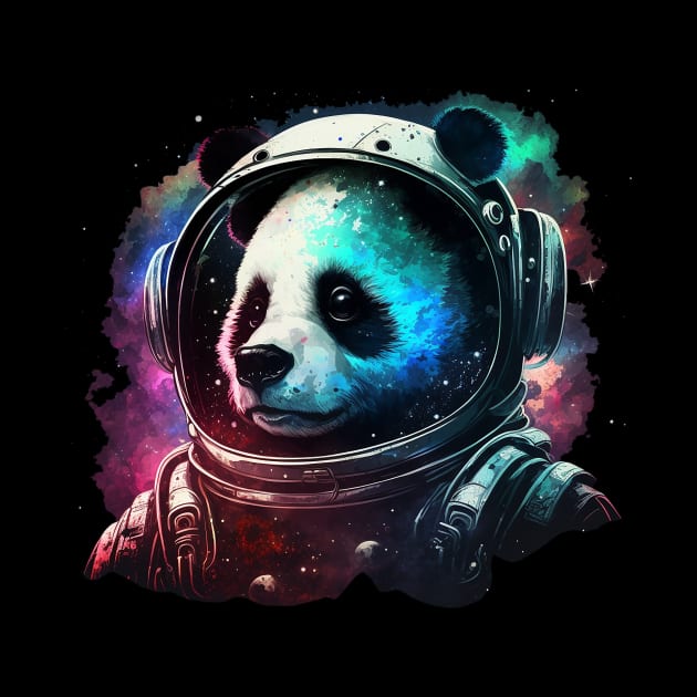 astronaut panda by a cat cooking