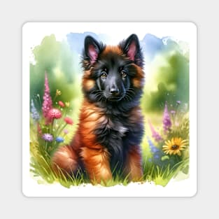 Watercolor Belgian Tervuren Puppies - Cute Puppy Magnet