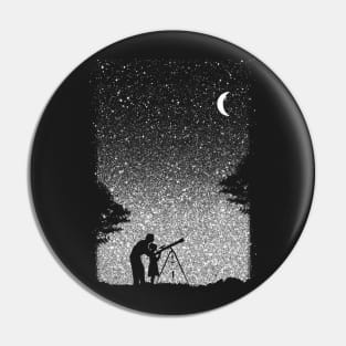 Father and daughter astronomy under the starry sky art observatory Pin