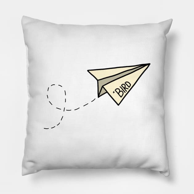 Bird Paper Plane (Travel Sticker) Pillow by Artmmey