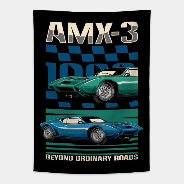 1969 AMC AMX/3 Racing Car Tapestry by milatees