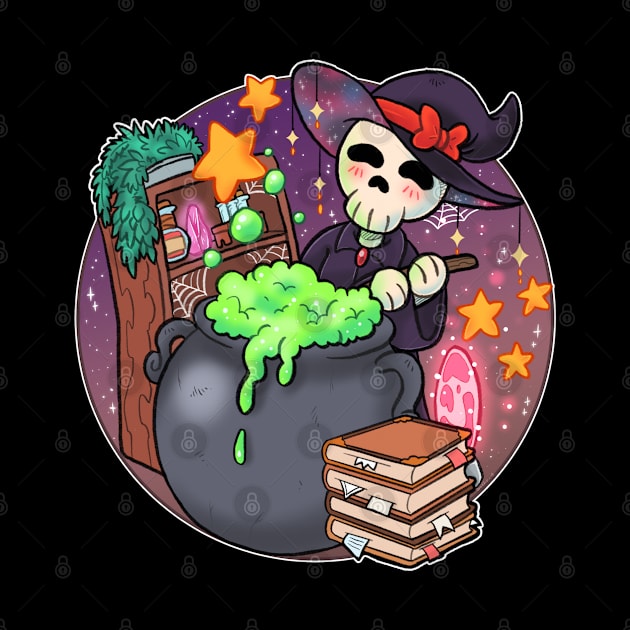 Skeleton Witch with cauldron by Grethe_B