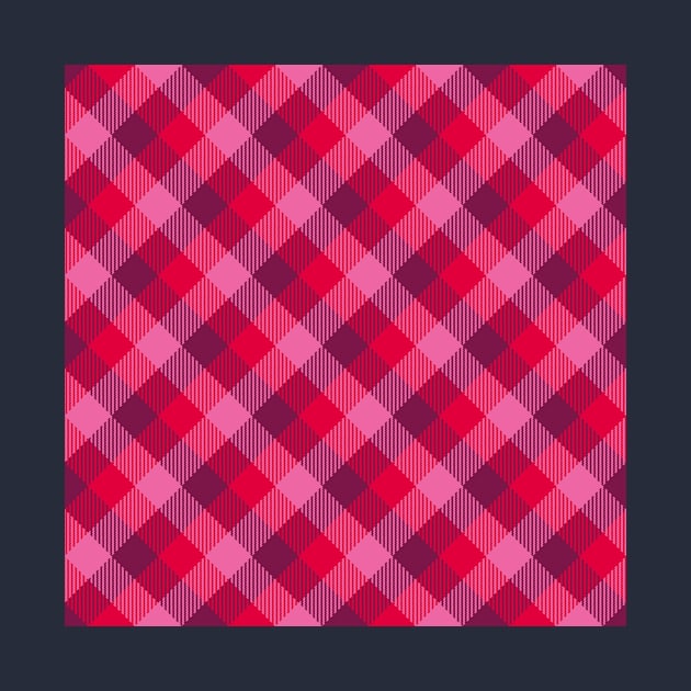 Valentine's retro simple tartan diagonal check burgundy by Dana Du