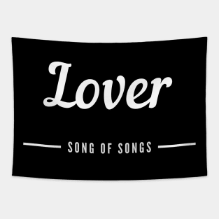 Couple (Lover/Beloved) - Lover - Song of Songs - White text Black Background Tapestry