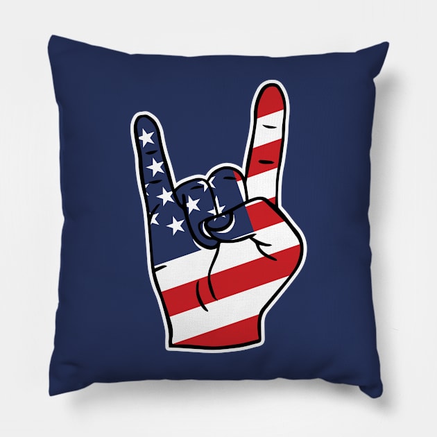 Rock On USA American Flag Rock Hand Pillow by Now Boarding