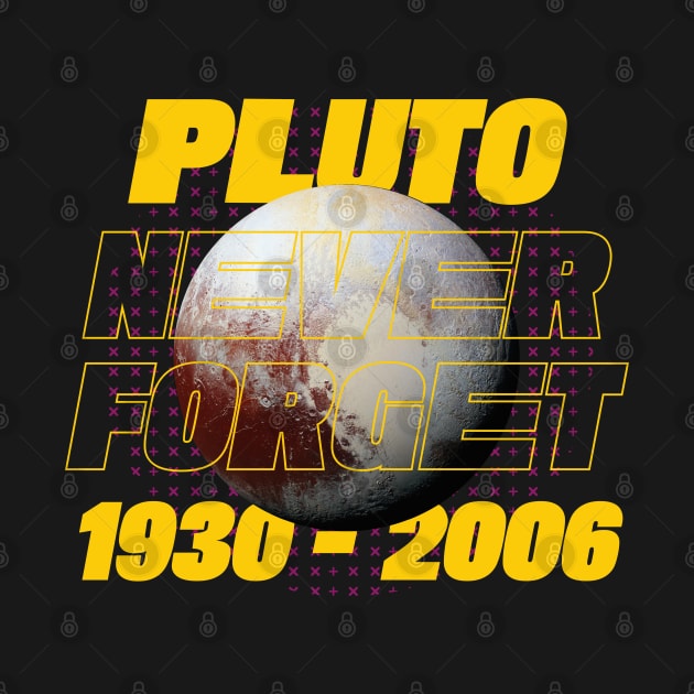 Pluto Never Forget Synthwave Neon Style by Zen Cosmos Official