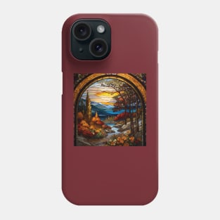 Stained Glass Window Of Autumn Scenery Phone Case