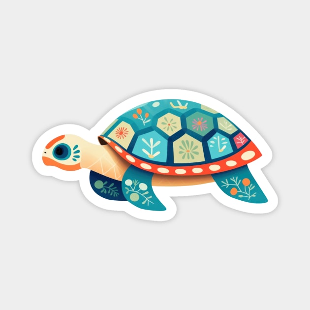 Baby Sea Turtle Boho Colorful Design . Magnet by Alienated