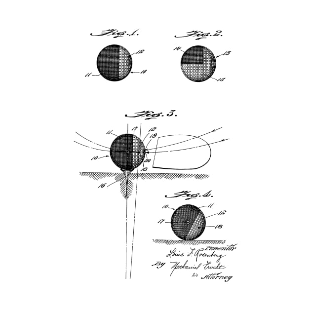 Practice Golf Ball Vintage Patent Hand Drawing by TheYoungDesigns