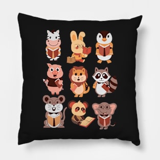 Cute reading animals pattern Pillow